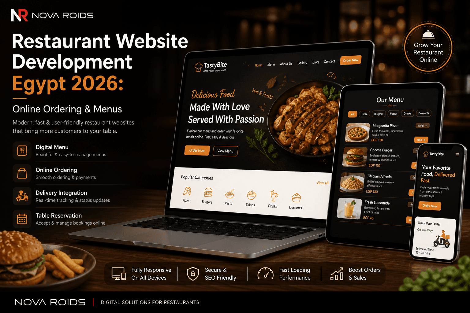 Restaurant website development in Egypt - food ordering interface