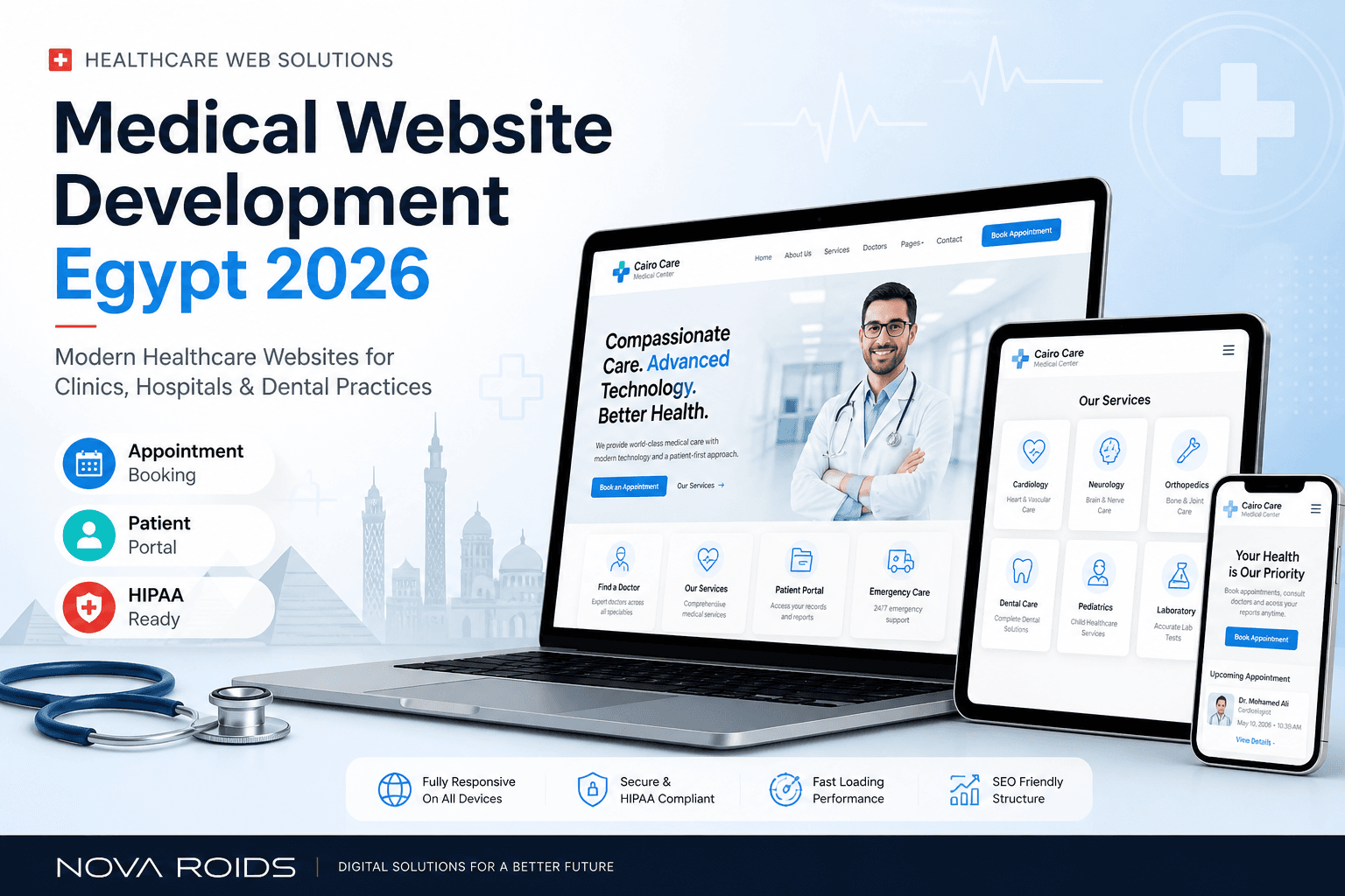 Medical website development in Egypt - healthcare clinic dashboard